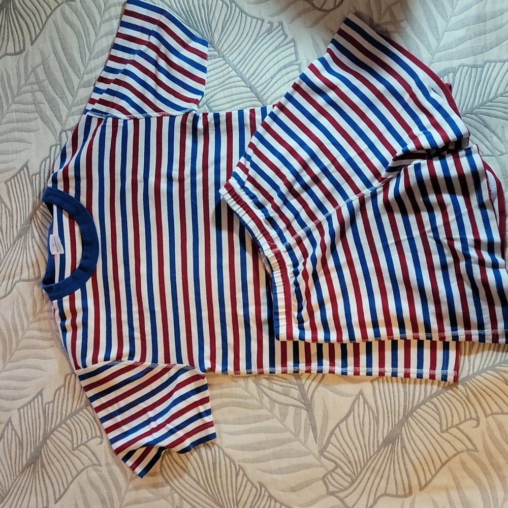 Hanna Andersson Striped Blue and Red Sleepwear Set
